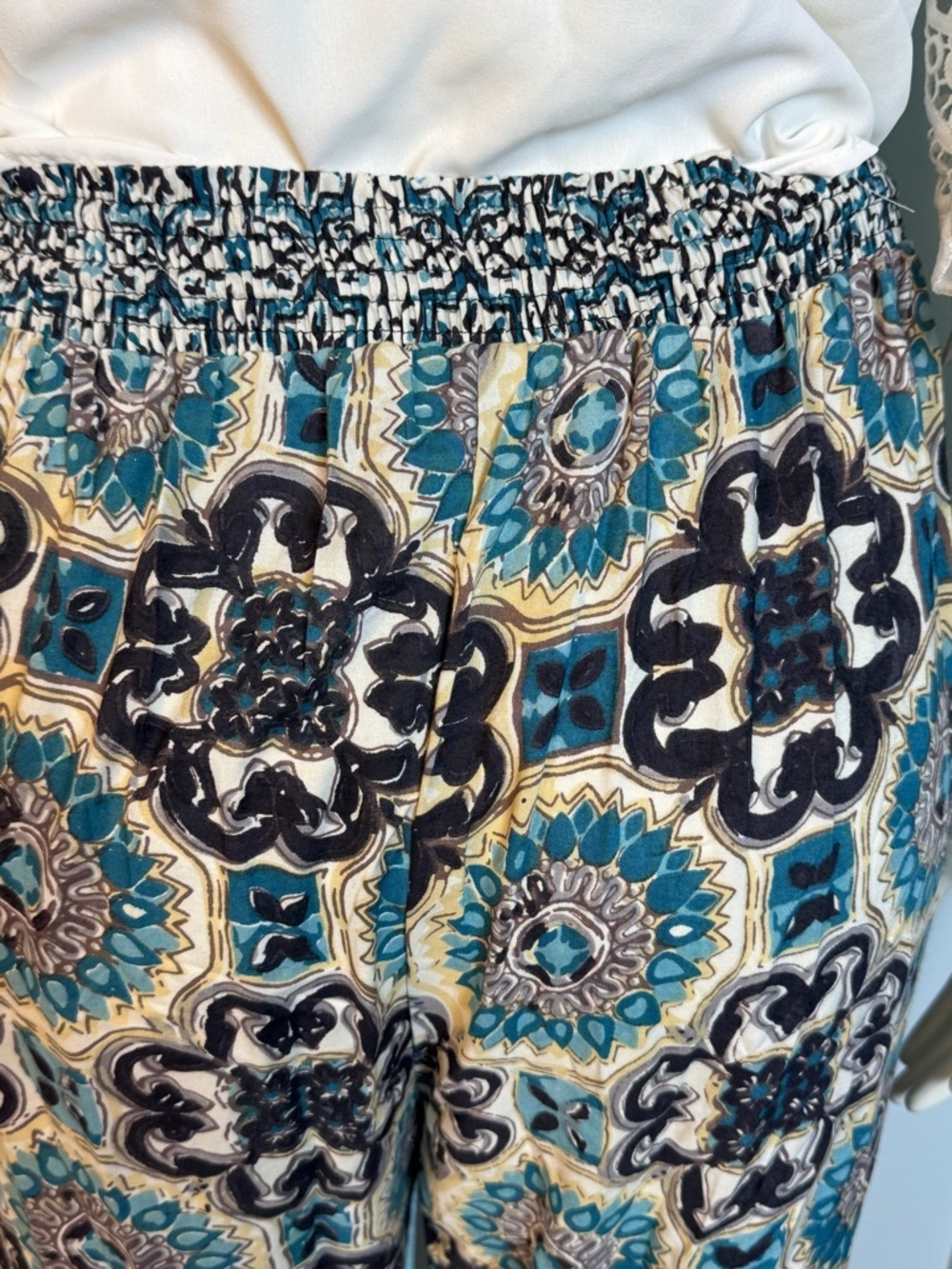 Angie Teal Multi Boho Elastic-Waist Joggers - Picture 9 of 11